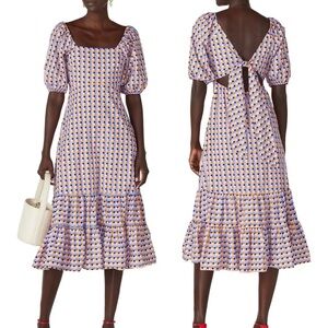 Tanya Taylor Geometric Cynthia Puff Sleeve Dress